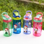Gepersonaliseerde Schattige Cartoon Karakter 16 oz Kid Waterfles met Geboortebloem en Naam Kerstmis Verjaardagscadeau voor kinderen