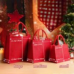 Personalized Cartoon Character Santa Elf Reindeer Initial Red Jute Gift Tote Bag with Name Christmas Festival Party Favors Gift for Kids Family