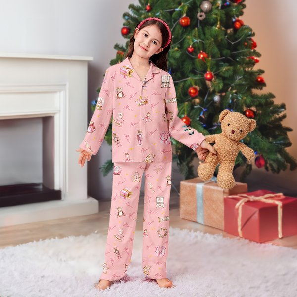 Personifierad klassisk sagofigur Mjuk långärmad skjorta Byxor Matchande pyjamasset med namn Födelsedagspresent för barn Familj