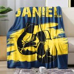 Personalized Multicolor Boxing Gloves Soft Throw Blanket with Name Home Decor Birthday Gift for Boxing Enthusiast