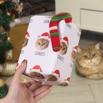 Personalised Elf Reindeer Santa Hat Cat Dog Face Photo Christmas Gift Wrapping Paper with Name Holiday Party Decor Favors for Pet Owners