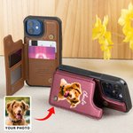 Personalisierte niedliche Ölmalerei Haustier Foto Leder Flip Wallet Handyhülle mit RFID-Blockierung Kartenhalter Geburtstagsgeschenk für Katze Hundeliebhaber