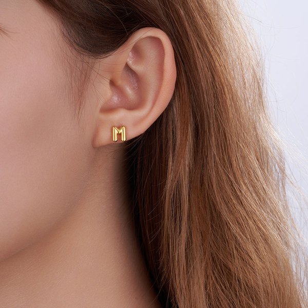 Personalizado Mini 3D Burbuja Inicial Letra Stud Pendientes Minimalista Joyería Cumpleaños Aniversario Regalo para Mujeres Niñas