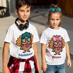 Personalised Turkey Wearing Sunglasses Baby Bodysuit Kid T-shirt Sweatshirt with Name Thanksgiving Gift for Boys Girls Baby