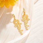 Personalised Dainty Hollow Sunflower Dangle Earrings with Name Minimalist Jewellery Birthday Anniversary Gift for Women Girls