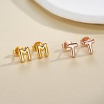 Personalizado Mini 3D Burbuja Inicial Letra Stud Pendientes Minimalista Joyería Cumpleaños Aniversario Regalo para Mujeres Niñas