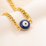 Personalised Charm Dainty Evil Eye Bracelet Set of 3 with Letter Lucky Jewellery Birthday Gift for Women