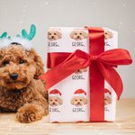 Personalised Elf Reindeer Santa Hat Cat Dog Face Photo Christmas Gift Wrapping Paper with Name Holiday Party Decor Favors for Pet Owners