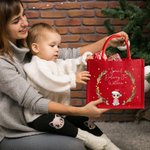 Personlig tecknad karaktär krans Specialleverans Röd jute Totepåse med namn Julfest Favorit Present till familj Vänner