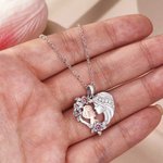 Collana personalizzata cuore rosa bicolore madre-figlio con pietre di nascita Regalo di compleanno per la festa della mamma per le donne