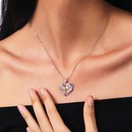 Collana personalizzata cuore rosa bicolore madre-figlio con pietre di nascita Regalo di compleanno per la festa della mamma per le donne