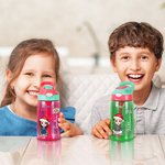 Gepersonaliseerde Schattige Cartoon Karakter 16 oz Kid Waterfles met Geboortebloem en Naam Kerstmis Verjaardagscadeau voor kinderen