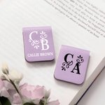 Henkilökohtainen Floral Monogram Initial Name Magnetic Leather Bookmark Clip Reading Stationery Supplies Syntymäpäivälahja kirjan ystäville