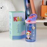 Gepersonaliseerde Schattige Cartoon Karakter 16 oz Kid Waterfles met Geboortebloem en Naam Kerstmis Verjaardagscadeau voor kinderen