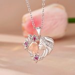 Collana personalizzata cuore rosa bicolore madre-figlio con pietre di nascita Regalo di compleanno per la festa della mamma per le donne
