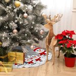 Personalized Cute Hat Snowman Family Christmas Tree Skirt with Names Holiday Party Home Decor Christmas Winter Gift for Family Kids