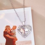 Collana personalizzata cuore rosa bicolore madre-figlio con pietre di nascita Regalo di compleanno per la festa della mamma per le donne