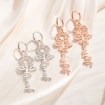 Personalised Dainty Hollow Sunflower Dangle Earrings with Name Minimalist Jewellery Birthday Anniversary Gift for Women Girls