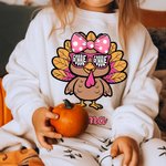 Personalised Turkey Wearing Sunglasses Baby Bodysuit Kid T-shirt Sweatshirt with Name Thanksgiving Gift for Boys Girls Baby