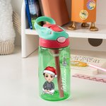 Gepersonaliseerde Schattige Cartoon Karakter 16 oz Kid Waterfles met Geboortebloem en Naam Kerstmis Verjaardagscadeau voor kinderen