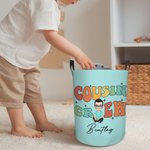 Personalized Cousin Crew Cartoon Character Large Toy Laundry Basket with Handle Nursery Decor Housewarming Gift for Boys Girls