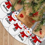 Personalized Cute Hat Snowman Family Christmas Tree Skirt with Names Holiday Party Home Decor Christmas Winter Gift for Family Kids