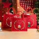 Personlig tecknad karaktär krans Specialleverans Röd jute Totepåse med namn Julfest Favorit Present till familj Vänner