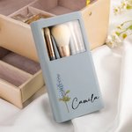 Personalisierte atercolor Geburt Blume Name 5 Pcs Make-up Pinsel Set mit Travel Storage Box und Spiegel Geburtstag Jahrestag Geschenk für Frauen Mädch
