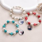 Personalised Cross Elastic Cord Commemorative Bracelet with Photo Religious Christmas Gift for Christian