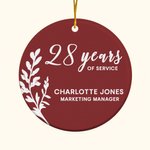Personalised Years of Service Multicolour Ceramic Ornament with Name and Job Title Retirement Party Decor Christmas Gift for Family Friend