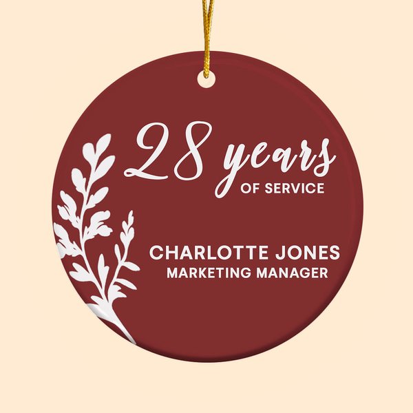 Ornement personnalisé en céramique multicolore avec nom et titre de poste Décoration de fête de retraite Cadeau de Noël pour la famille et les amis