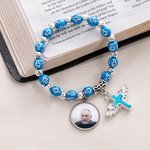Personalised Cross Elastic Cord Commemorative Bracelet with Photo Religious Christmas Gift for Christian
