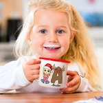 Personalized Santa Elf Reindeer Snowman Initial Cartoon 12oz Coloured Rim Enamel Mug with Name Christmas Festival Gift for Kids Family