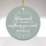 Personalized My First Retired Christmas Ceramic Ornament with Name Retirement Party Decor Christmas Farewell Gift for Family Friend Colleague
