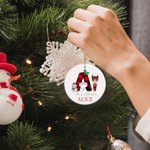 Initiales de Noël personnalisées Personnage de dessin animé Ornements de Noël ronds avec nom et lanière Décoration d'intérieur Cadeau de Noël pour la 