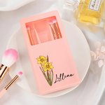 Personalisierte atercolor Geburt Blume Name 5 Pcs Make-up Pinsel Set mit Travel Storage Box und Spiegel Geburtstag Jahrestag Geschenk für Frauen Mädch