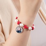 Personalised Cross Elastic Cord Commemorative Bracelet with Photo Religious Christmas Gift for Christian