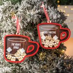 Personlig trä röd nordisk kaffemugg Marshmallows 3D Shaker-prydnad julgransdekoration julklapp till familjen