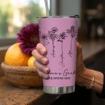 Personalized Nana's Garden 1-15 Birth Flower Bouquet 20oz Tumbler with Lid and Straw Cleaning Brush Birthday Mother's Day Gift for Mom Grandma