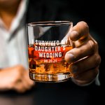 Personalizzato I Survived My Daughter's Wedding Whisky Bourbon Glasses con nome inciso al laser Regalo di nozze per amici di famiglia