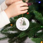 Personalized Pink Ballet Tutu Bunny Christmas Tree Ceramic Ornament with Name and Year Holiday Decor Baby Shower First Christmas Gift for Baby Girls
