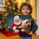 Personligt Roligt juldjur med tomteluva Porträtt Canvas Ramlös målning Semestergåva för hundkattälskare