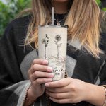 Personalized Nana's Garden 1-15 Birth Flower Bouquet 20oz Tumbler with Lid and Straw Cleaning Brush Birthday Mother's Day Gift for Mom Grandma