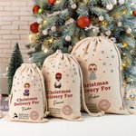 Personalisierte Cartoon-Charakter Weihnachten Lieferung Santa Sack Drawstring behandeln Tasche mit Namen Weihnachten Party Favor Geschenk für Kinder Familie