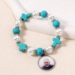 Personalised Cross Elastic Cord Commemorative Bracelet with Photo Religious Christmas Gift for Christian