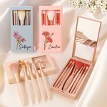 Personalisierte atercolor Geburt Blume Name 5 Pcs Make-up Pinsel Set mit Travel Storage Box und Spiegel Geburtstag Jahrestag Geschenk für Frauen Mädch