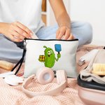 Gepersonaliseerd Cartoon Pickleball Pickleball Naam Make-up tasje met polsbandje Reisaccessoires Verjaardagscadeau voor Pickleball liefhebbers