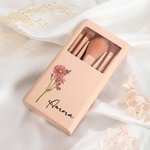 Personalisierte atercolor Geburt Blume Name 5 Pcs Make-up Pinsel Set mit Travel Storage Box und Spiegel Geburtstag Jahrestag Geschenk für Frauen Mädch