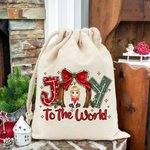 Sac cadeau personnalisé avec cordon de serrage Joy To the World Cartoon Character Christmas Party Birthday Gift for Family Friends