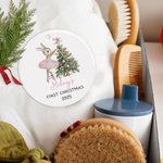 Personalized Pink Ballet Tutu Bunny Christmas Tree Ceramic Ornament with Name and Year Holiday Decor Baby Shower First Christmas Gift for Baby Girls